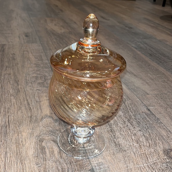 Vintage Orange Amber Carnival Glass Circus Tent Apothecary Jar Canister - Picture 6 of 9